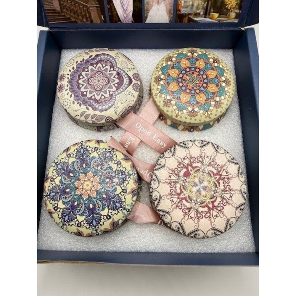 Luxury Scented Candle Gift Set 4 Pack Mandala Tin Aromatherapy Home Decor